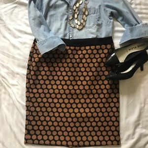 Talbots Brown and Black Circle Pencil Skirt